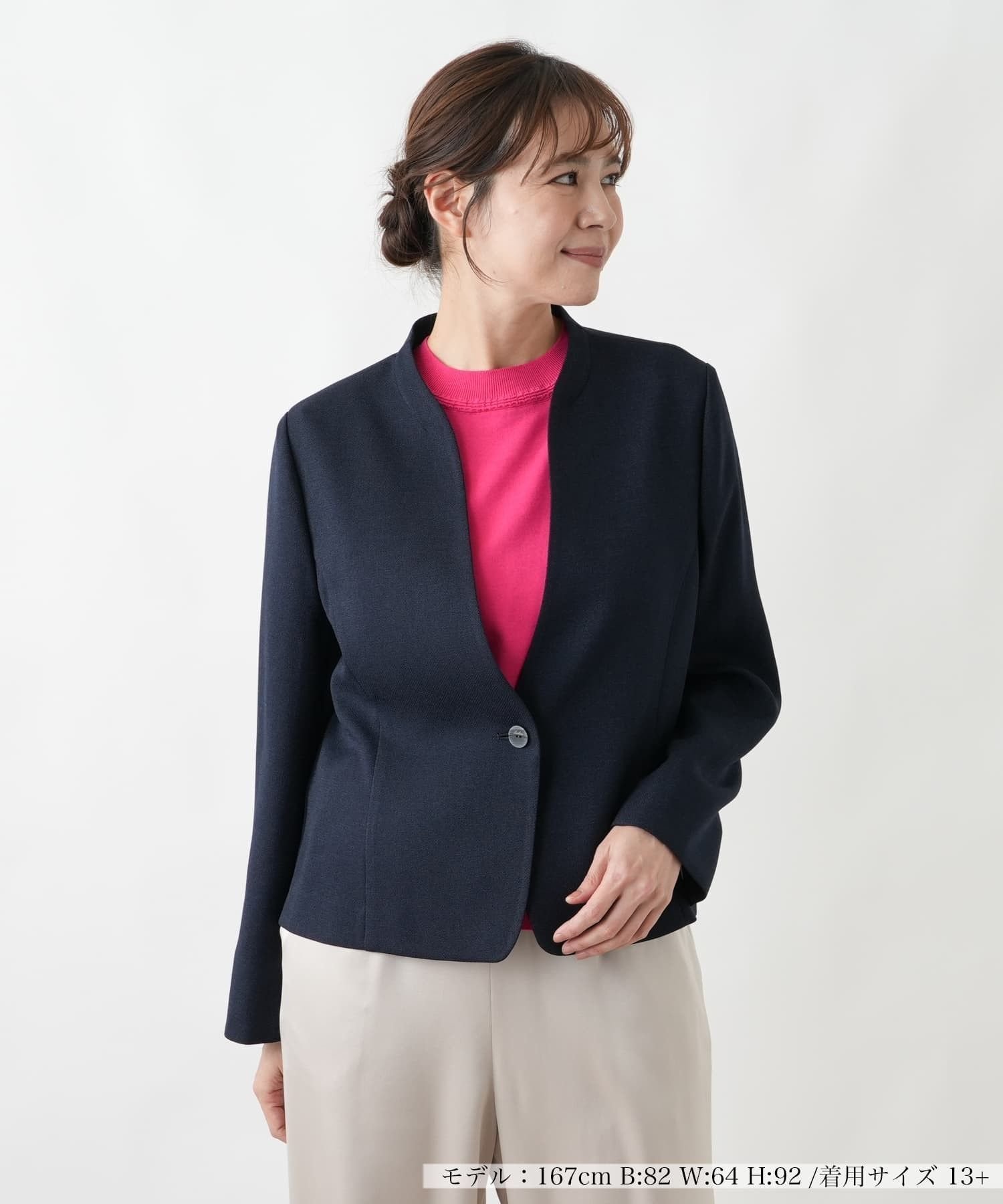 【レリアンプラスハウス/Leilian PLUS HOUSE】のジャカードジャケット【セレモニー】 インテリア・キッズ・メンズ・レディースファッション・服の通販 founy(ファニー) 　ファッション　Fashion　レディースファッション　Fashion for Women　アウター　Coat / Outerwear Collection　レディースジャケット・軽アウター　Jackets　ジャカード／ジャガード　Jacquard, Woven Pattern　ジャケット　Jacket, Outerwear　セレモニー　Ceremony　フィット　Fit, Slim Fit　ポケット　Pocket, Pocket Detail　エレガント 上品　Elegant　夏　Summer　ネイビー|ID: prp329100004963263 ipo3291000000037232875