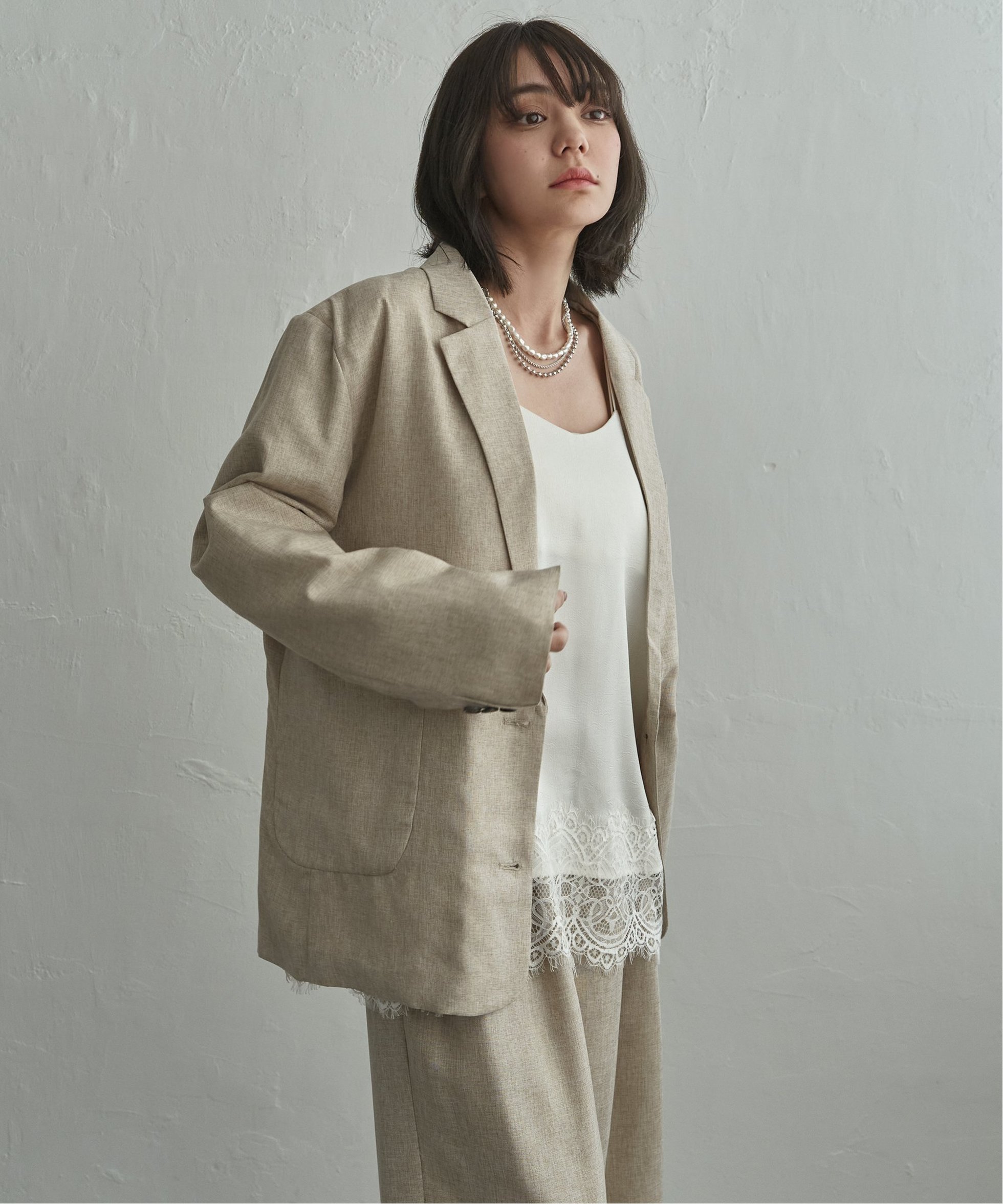 【ノッチ/notch】の【セットアップ対応】リネンライクテーラードジャケット インテリア・キッズ・メンズ・レディースファッション・服の通販 founy(ファニー) 　ファッション　Fashion　レディースファッション　Fashion for Women　アウター　Coat / Outerwear Collection　レディースジャケット・軽アウター　Jackets　テーラードジャケット / 通勤・きれいめスタイル　Tailored Jackets & Blazers　セットアップ　Set-Up, Coordinated Outfit　ダウン　Down, Puffer　バランス　Balance, Style Balance　パッチ　Patch, Appliqué　フロント　Front, Front Design　ベーシック　Basic, Essential　ポケット　Pocket, Pocket Detail　リネン　Linen, Linen Fabric　今季　This Season, Current Season　アイボリー|ID: prp329100004963266 ipo3291000000037232888