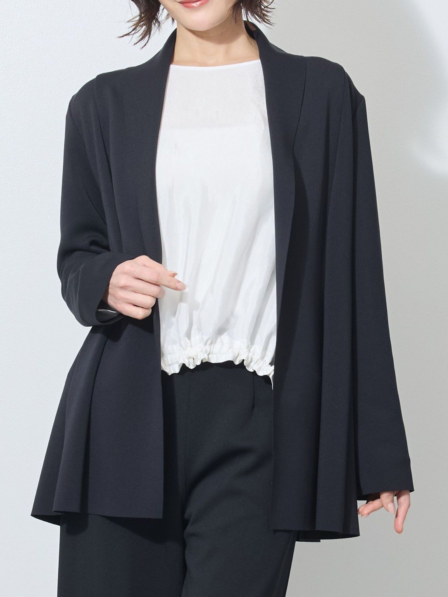 【ニコル クラブ/NICOLE CLUB】のヘチマカラーダンボールニットジャケット インテリア・キッズ・メンズ・レディースファッション・服の通販 founy(ファニー) 　ファッション　Fashion　レディースファッション　Fashion for Women　アウター　Coat / Outerwear Collection　レディースジャケット・軽アウター　Jackets　インナー　Innerwear　シンプル　Simple, Minimal　ジャケット　Jacket, Outerwear　ストレッチ　Stretch, Stretchy Fabric　スマート　Smart, Elegant　セットアップ　Set-Up, Coordinated Outfit　49ブラック|ID: prp329100004963273 ipo3291000000037232910