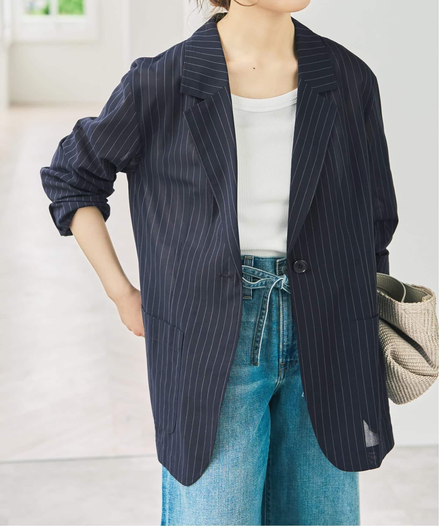 【スピック&スパン/Spick & Span】のシアートロジャケット インテリア・キッズ・メンズ・レディースファッション・服の通販 founy(ファニー) 　ファッション　Fashion　レディースファッション　Fashion for Women　アウター　Coat / Outerwear Collection　レディースジャケット・軽アウター　Jackets　サマー　Summer, Summer Style　スマート　Smart, Elegant　バランス　Balance, Style Balance　ポケット　Pocket, Pocket Detail　エレガント 上品　Elegant　ネイビーベース|ID: prp329100004963274 ipo3291000000037232913