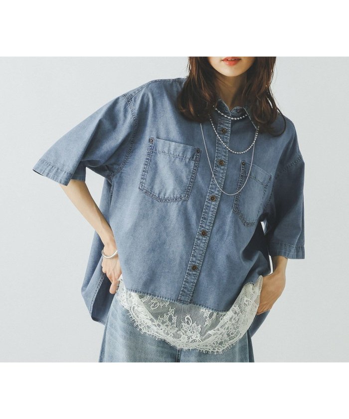 【グローバルワーク/GLOBAL WORK】のGOODデニムシャツ半袖/655908 インテリア・キッズ・メンズ・レディースファッション・服の通販 founy(ファウニー) https://founy.com/ ファッション Fashion レディースファッション Fashion for Women トップス・カットソー Cut & Sew Tops シャツ・ブラウス・オフィスカジュアル Elegant Blouses & Button-Ups おすすめ Recommended / Our Picks ダンガリー Dungaree, Chambray デニム Denim, Jeans Material メタル Metal, Metal Parts 半袖 Short Sleeve, Half Sleeve 夏 Summer 旅行 Travel 羽織 Haori, Light Jacket |ID: prp329100004963275 ipo3291000000037232914