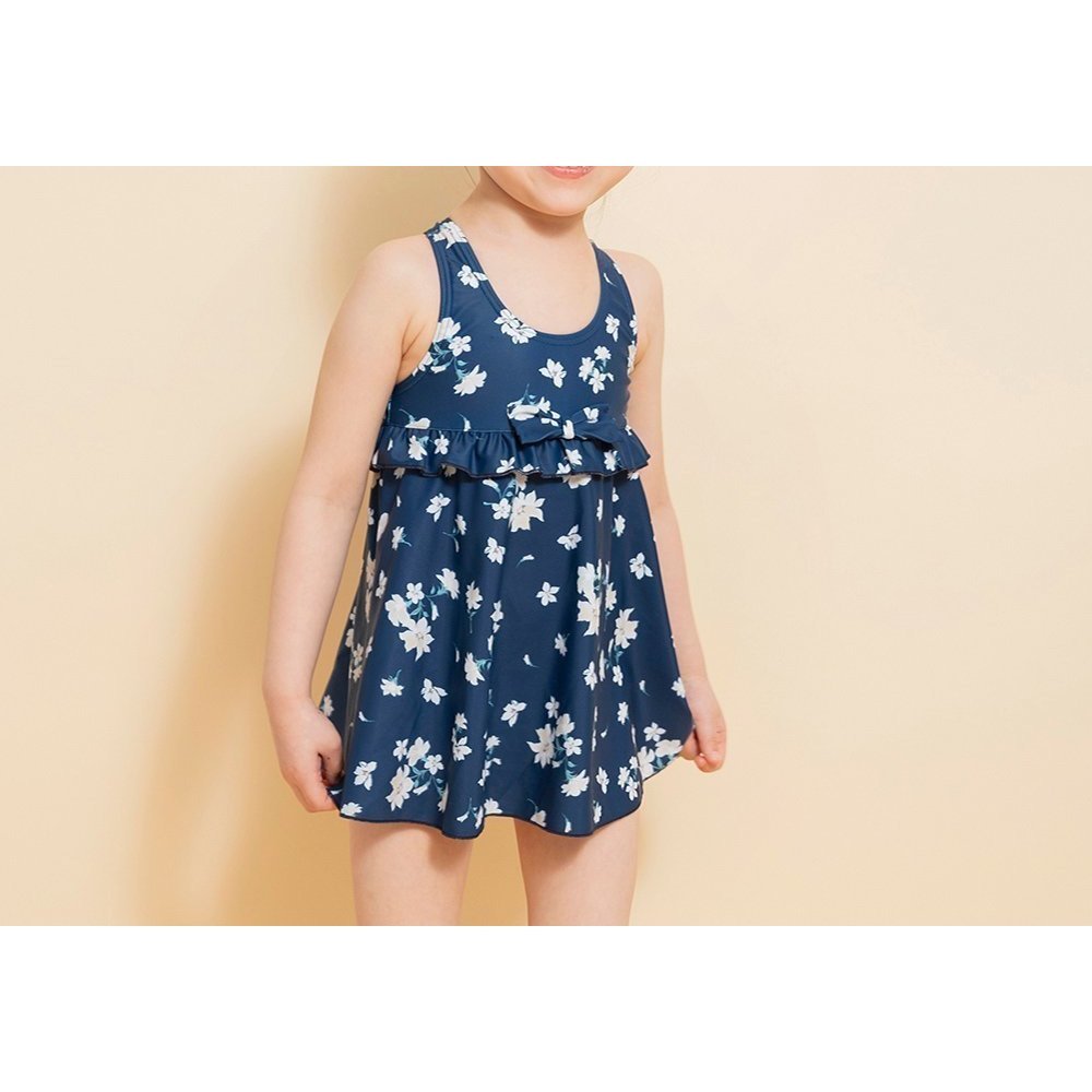【ブランシェス/branshes / KIDS】の【水着】サンドレス風総柄ワンピース インテリア・キッズ・メンズ・レディースファッション・服の通販 founy(ファウニー) 　ファッション　Fashion　キッズファッション　Fashion for Kids　ガーリー　Girly, Feminine Style　フリル　Frill, Ruffle　リボン　Ribbon, Bow　切替　Switching, Contrast Panel　水着　Swimsuit, Swimwear　ネイビーブルー|ID: prp329100004963897 ipo3291000000037247510