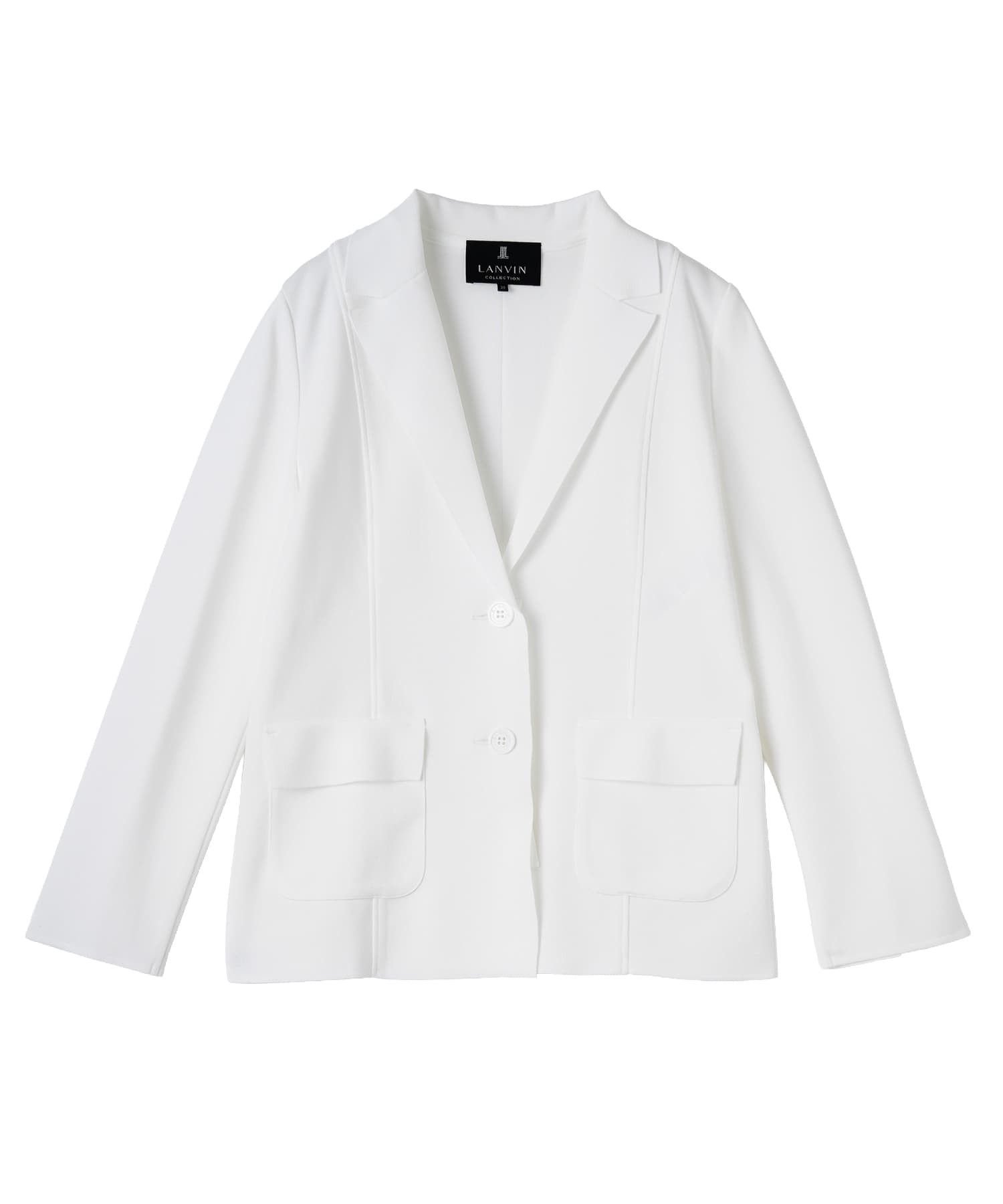 【ランバンコレクション/LANVIN COLLECTION】のサーブルストレッチミラノリブニットジャケット インテリア・キッズ・メンズ・レディースファッション・服の通販 founy(ファウニー) 　ファッション　Fashion　レディースファッション　Fashion for Women　アウター　Coat / Outerwear Collection　レディースジャケット・軽アウター　Jackets　カーディガン　Cardigan, Knitwear　ジャケット　Jacket, Outerwear　スリム　Slim, Slim Fit　チェック　Check, Plaid, Tartan　テーラード　Tailored, Tailored Fit　フラップ　Flap, Flap Pocket　ポケット　Pocket, Pocket Detail　おすすめ　Recommended / Our Picks　エレガント 上品　Elegant　ホワイト|ID: prp329100004963945 ipo3291000000037247820