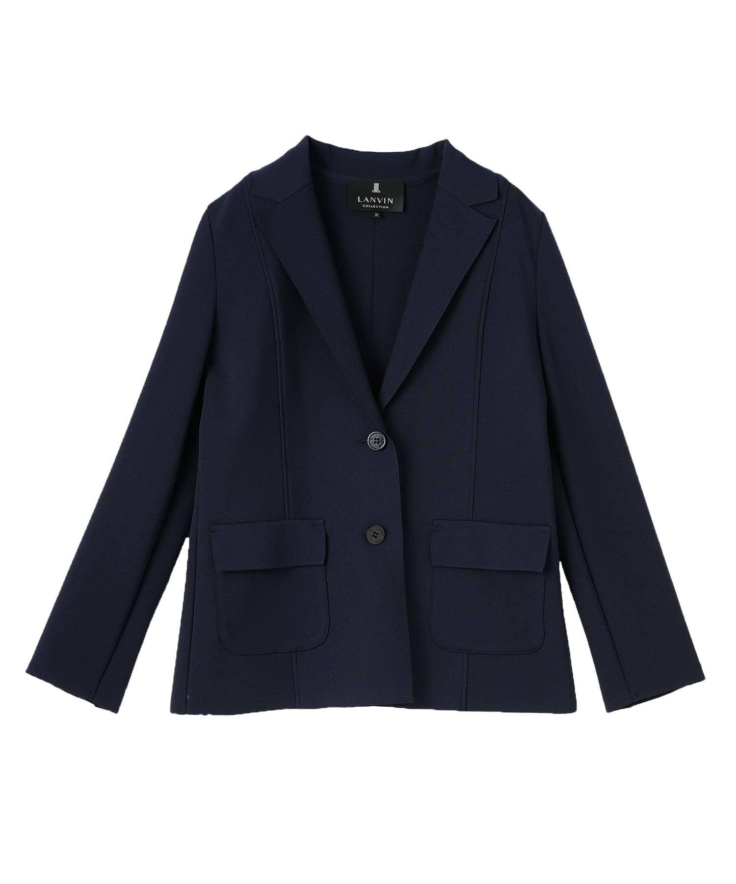 【ランバンコレクション/LANVIN COLLECTION】のサーブルストレッチミラノリブニットジャケット インテリア・キッズ・メンズ・レディースファッション・服の通販 founy(ファウニー) 　ファッション　Fashion　レディースファッション　Fashion for Women　アウター　Coat / Outerwear Collection　レディースジャケット・軽アウター　Jackets　カーディガン　Cardigan, Knitwear　ジャケット　Jacket, Outerwear　スリム　Slim, Slim Fit　チェック　Check, Plaid, Tartan　テーラード　Tailored, Tailored Fit　フラップ　Flap, Flap Pocket　ポケット　Pocket, Pocket Detail　おすすめ　Recommended / Our Picks　エレガント 上品　Elegant　ネイビー|ID: prp329100004963945 ipo3291000000037247822