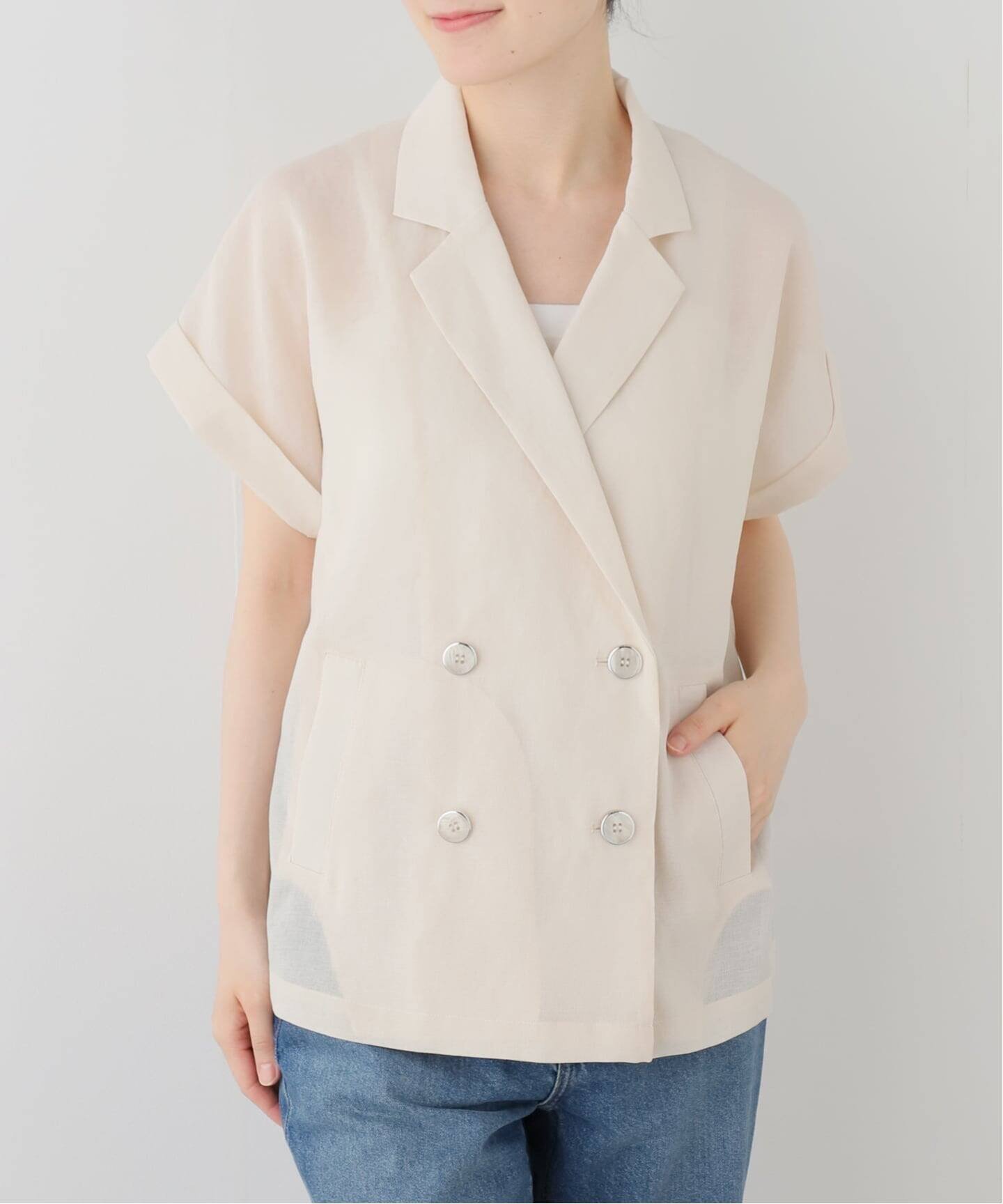 【ラ トータリテ/La TOTALITE】の【洗える】ハーフスリーブジャケット インテリア・キッズ・メンズ・レディースファッション・服の通販 founy(ファウニー) 　ファッション　Fashion　レディースファッション　Fashion for Women　アウター　Coat / Outerwear Collection　レディースジャケット・軽アウター　Jackets　2026年　2026　2026春夏・S/S　Spring/Summer 2026 SS26　シンプル　Simple, Minimal　スマート　Smart, Elegant　スラックス　Slacks, Dress Pants　ダブル　Double, Double-Breasted　デニム　Denim, Jeans Material　マニッシュ　Mannish, Boyish　リラックス　Relax, Relaxed Fit　洗える　Machine Washable　ナチュラル|ID: prp329100004963963 ipo3291000000037247902