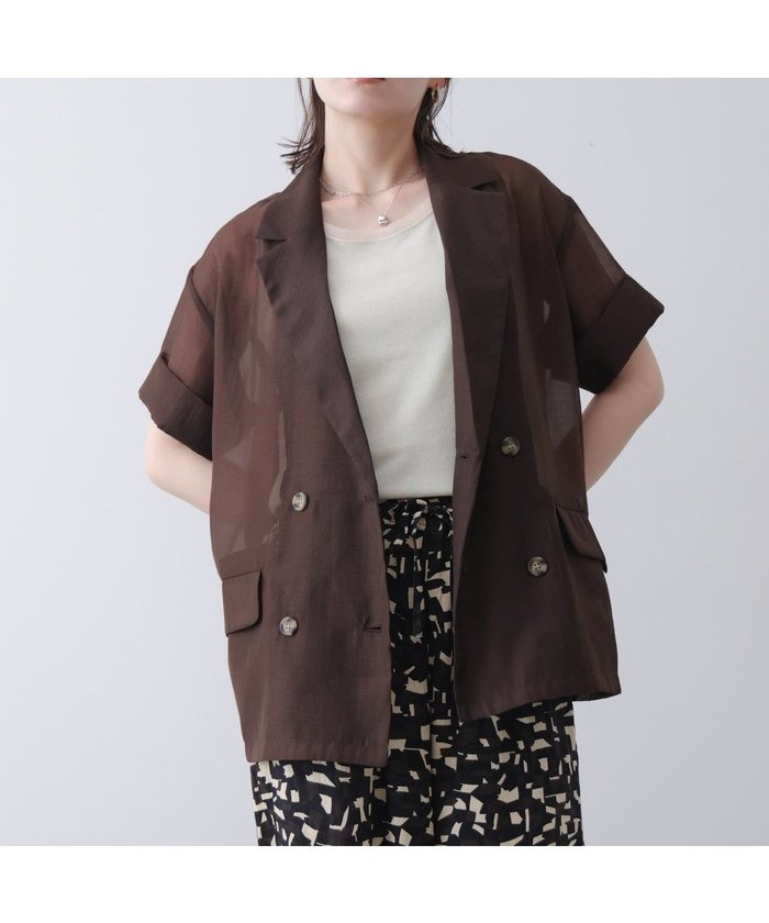 【バブ ブージュルード/Bab Bou Jeloud】の半袖テーラードジャケット インテリア・キッズ・メンズ・レディースファッション・服の通販 founy(ファウニー) https://founy.com/ ファッション Fashion レディースファッション Fashion for Women アウター Coat / Outerwear Collection レディースジャケット・軽アウター Jackets テーラードジャケット / 通勤・きれいめスタイル Tailored Jackets & Blazers シアー Sheer, See-Through ジャケット Jacket, Outerwear スラックス Slacks, Dress Pants タイトスカート Pencil Skirt, Tight Skirt タンク Tank Top, Sleeveless Top 今季 This Season, Current Season 再入荷 Restock / Back in Stock 半袖 Short Sleeve, Half Sleeve |ID: prp329100004963966 ipo3291000000037247921