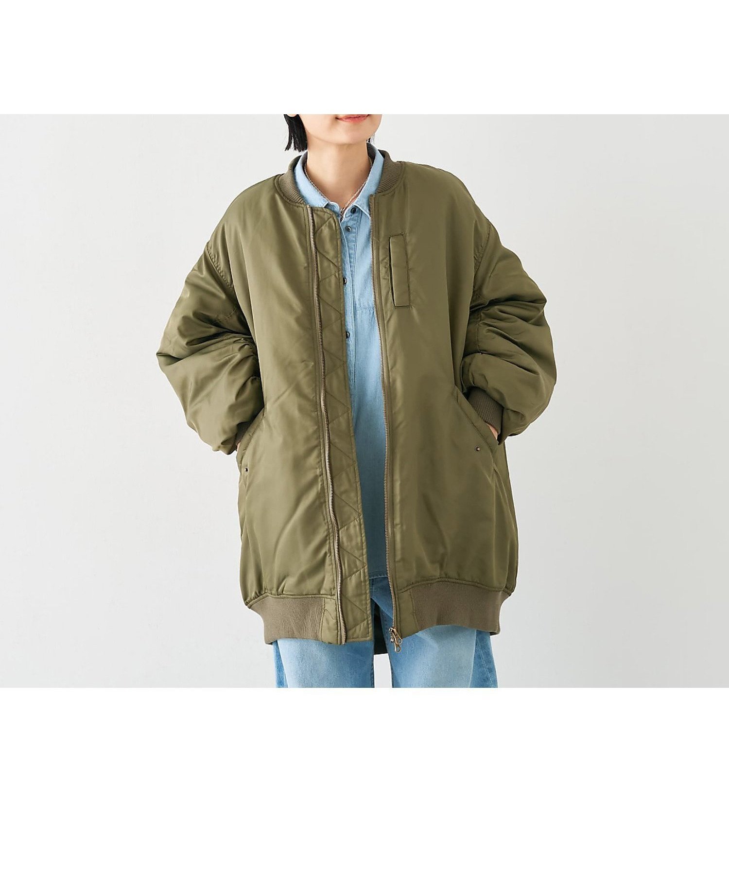 【コレックス/collex】のナイロンツイル中綿ブルゾン インテリア・キッズ・メンズ・レディースファッション・服の通販 founy(ファウニー) 　ファッション　Fashion　レディースファッション　Fashion for Women　アウター　Coat / Outerwear Collection　ブルゾンジャケット・スポーティアウター　Blouson Jackets　ショルダー　Shoulder, Shoulder Strap　ドロップ　Drop Shoulder, Dropped Style　バランス　Balance, Style Balance　フォルム　Silhouette, Form　ブルゾン　Blouson, Bomber Jacket　リラックス　Relax, Relaxed Fit　今季　This Season, Current Season　防寒　Cold Protection, Winter-Ready　カーキ|ID: prp329100004963971 ipo3291000000037247969