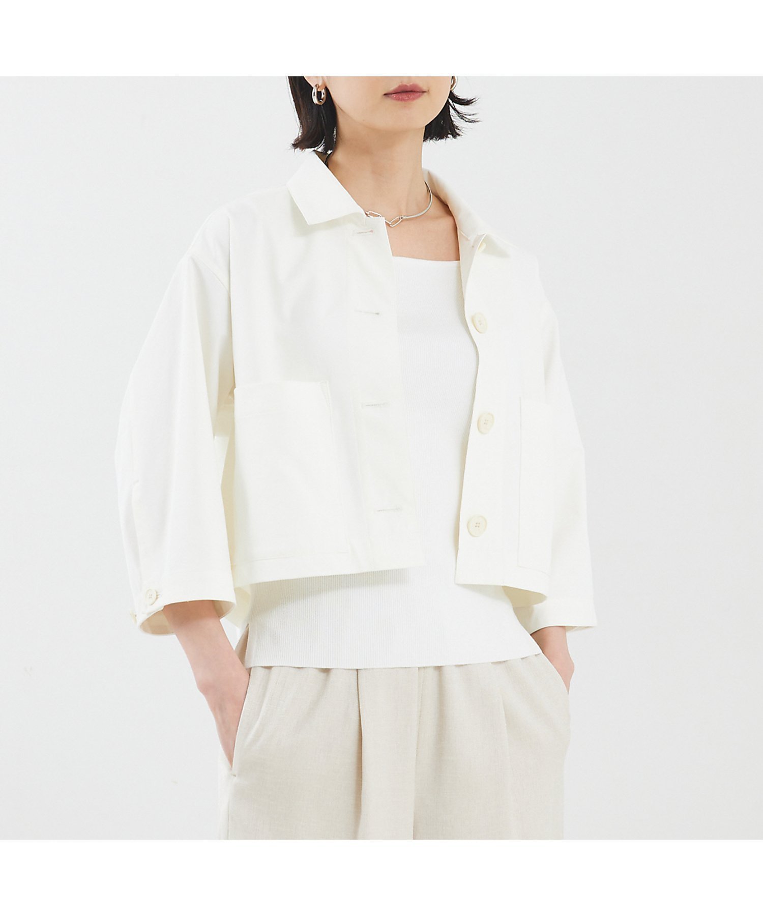 【カリテ/qualite】の【セットアップ対応】2WAYストレッチシャツブルゾン インテリア・キッズ・メンズ・レディースファッション・服の通販 founy(ファウニー) 　ファッション　Fashion　レディースファッション　Fashion for Women　アウター　Coat / Outerwear Collection　ブルゾンジャケット・スポーティアウター　Blouson Jackets　トップス・カットソー　Cut & Sew Tops　シャツ・ブラウス・オフィスカジュアル　Elegant Blouses & Button-Ups　おすすめ　Recommended / Our Picks　ショルダー　Shoulder, Shoulder Strap　セットアップ　Set-Up, Coordinated Outfit　ドロップ　Drop Shoulder, Dropped Style　ブルゾン　Blouson, Bomber Jacket　ポケット　Pocket, Pocket Detail　吸水　Absorbent, Quick-Dry　夏　Summer　定番　Standard, Basic Item　春　Spring　S/S・春夏　SS, Spring/Summer, Warm Season　オフホワイト|ID: prp329100004963988 ipo3291000000037248066