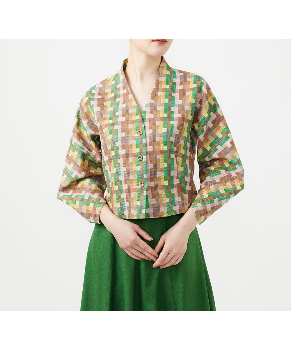【シビラ/SYBILLA】のチェックジャカードジャケット インテリア・キッズ・メンズ・レディースファッション・服の通販 founy(ファウニー) 　ファッション　Fashion　レディースファッション　Fashion for Women　アウター　Coat / Outerwear Collection　レディースジャケット・軽アウター　Jackets　おすすめ　Recommended / Our Picks　コンパクト　Compact, Small Size　ジャカード／ジャガード　Jacquard, Woven Pattern　ジャケット　Jacket, Outerwear　セットアップ　Set-Up, Coordinated Outfit　パイピング　Piping, Trim Design　フォルム　Silhouette, Form　リネン　Linen, Linen Fabric　エレガント 上品　Elegant　冬　Winter / This Winter　夏　Summer　春　Spring　S/S・春夏　SS, Spring/Summer, Warm Season　秋　Autumn　マルチカラー|ID: prp329100004964005 ipo3291000000037248268