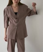 【ノーブル / スピック&スパン/NOBLE / Spick & Span】のELENI/エルニ ラスターストレッチジャケット 大人の最旬トレンドファッション＆コーディネート founy(ファウニー) ファッション Fashion レディースファッション Fashion for Women アウター Coat / Outerwear Collection レディースジャケット・軽アウター Jackets シェイプ Shape, Slim Fit ショルダー Shoulder, Shoulder Strap ジャケット Jacket, Outerwear ストレッチ Stretch, Stretchy Fabric スリーブ Sleeve, Long Sleeve / Short Sleeve ハーフ Half, Half-Length パターン Pattern, Design Print フォルム Silhouette, Form リネン Linen, Linen Fabric thumbnail ブラウン D|ID: prp329100004964008 ipo3291000000037248306