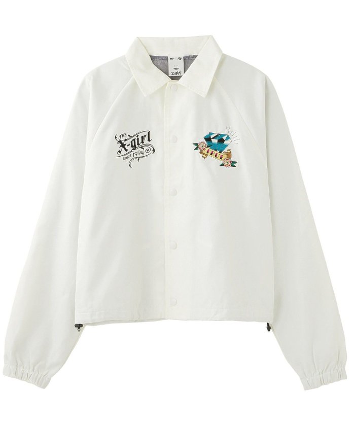 【エックスガール/X-girl】のTATTOO COACH JACKET インテリア・キッズ・メンズ・レディースファッション・服の通販 founy(ファウニー) https://founy.com/ ファッション Fashion レディースファッション Fashion for Women アウター Coat / Outerwear Collection レディースジャケット・軽アウター Jackets グラフィック Graphic, Graphic Design 今季 This Season, Current Season デニム Denim, Jeans Material フロント Front, Front Design プリント Print, Printed Pattern ミニスカート Mini Skirt, Short Skirt メッシュ Mesh, Net Fabric ロング Long, Long-Length |ID: prp329100004967335 ipo3291000000037259115