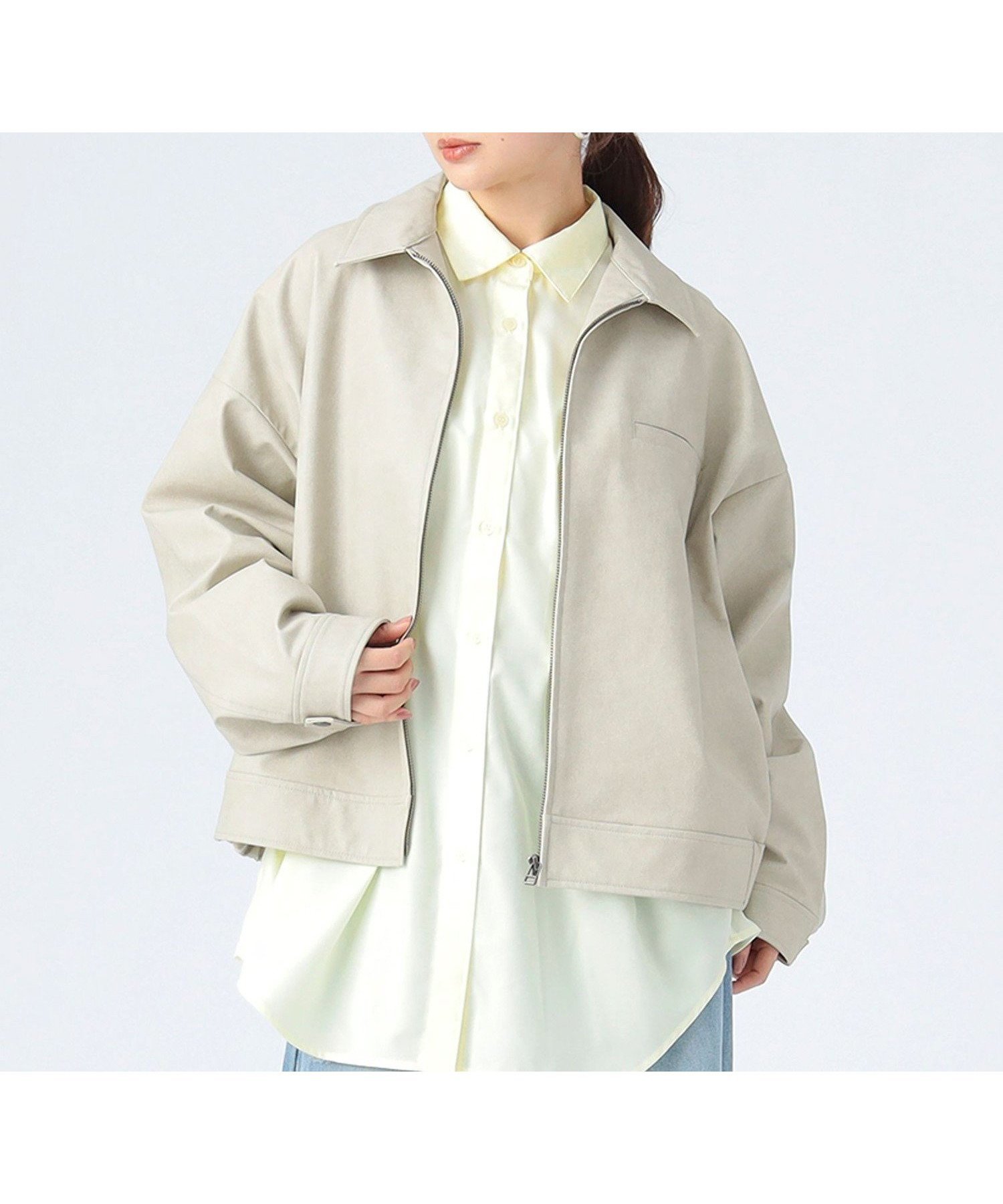 【ビームス ハート/BEAMS HEART】の【4/23新規値下げ】フェイクレザー ジップ ブルゾン 26SS レディース ライトアウター 春アウター インテリア・キッズ・メンズ・レディースファッション・服の通販 founy(ファウニー) 　ファッション　Fashion　レディースファッション　Fashion for Women　アウター　Coat / Outerwear Collection　ブルゾンジャケット・スポーティアウター　Blouson Jackets　2026年　2026　2026春夏・S/S　Spring/Summer 2026 SS26　キャミソール　Camisole, Spaghetti Strap Top　シンプル　Simple, Minimal　ジップ　Zip, Zipper　スラックス　Slacks, Dress Pants　デニム　Denim, Jeans Material　トレンド　Trend, Trending Now　フェイクレザー　Faux Leather, PU Leather　ブルゾン　Blouson, Bomber Jacket　ポケット　Pocket, Pocket Detail　ミックス　Mix, Mixed Style　ワンポイント　One Point, Statement Accent　春　Spring　GREIGE|ID: prp329100004967465 ipo3291000000037259567