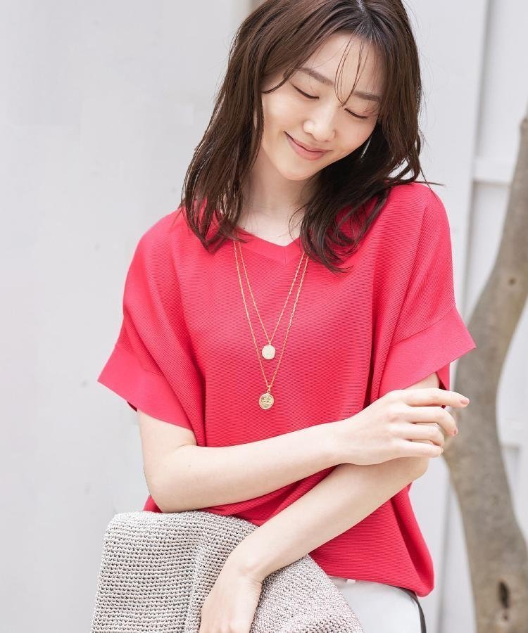 【アンタイトル/UNTITLED】の【古畑星夏さん着用/11色展開/体型カバー】前後2WAYフレンチスリーブニット インテリア・キッズ・メンズ・レディースファッション・服の通販 founy(ファウニー) 　ファッションモデル・俳優・女優　Models　女性　Women　古畑星夏　Furuhata Seika　ファッション　Fashion　レディースファッション　Fashion for Women　トップス・カットソー　Cut & Sew Tops　ニット　Knit Tops & Sweaters　今季　This Season, Current Season　ストレッチ　Stretch, Stretchy Fabric　スマート　Smart, Elegant　定番　Standard, Basic Item　バランス　Balance, Style Balance　パターン　Pattern, Design Print　ボトム　Bottoms, Lower Wear　ボーダー　Border, Stripe　リラックス　Relax, Relaxed Fit　ワイド　Wide, Wide Fit　おすすめ　Recommended / Our Picks　夏　Summer　ピンク|ID: prp329100004967496 ipo3291000000037259721