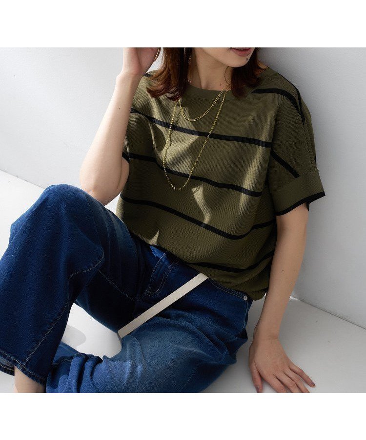 【アンタイトル/UNTITLED】の【古畑星夏さん着用/11色展開/体型カバー】前後2WAYフレンチスリーブニット インテリア・キッズ・メンズ・レディースファッション・服の通販 founy(ファウニー) 　ファッションモデル・俳優・女優　Models　女性　Women　古畑星夏　Furuhata Seika　ファッション　Fashion　レディースファッション　Fashion for Women　トップス・カットソー　Cut & Sew Tops　ニット　Knit Tops & Sweaters　今季　This Season, Current Season　ストレッチ　Stretch, Stretchy Fabric　スマート　Smart, Elegant　定番　Standard, Basic Item　バランス　Balance, Style Balance　パターン　Pattern, Design Print　ボトム　Bottoms, Lower Wear　ボーダー　Border, Stripe　リラックス　Relax, Relaxed Fit　ワイド　Wide, Wide Fit　おすすめ　Recommended / Our Picks　夏　Summer　カーキ|ID: prp329100004967496 ipo3291000000037259729