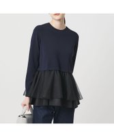 【ユナイテッドアローズ/UNITED ARROWS】のオーガンジー フリルコンビ ニット -ウォッシャブル- 大人の最旬トレンドファッション＆コーディネート founy(ファウニー) ファッション Fashion レディースファッション Fashion for Women トップス・カットソー Cut & Sew Tops ニット Knit Tops & Sweaters ウォッシャブル Machine Washable オーガンジー Organza Fabric コンビ Combo, Combination Style ストレート Straight, Straight Cut フリル Frill, Ruffle ヘムライン Hemline, Bottom Cut エレガント 上品 Elegant |ID:prp329100004967621