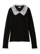 【フレイ アイディー/FRAY I.D】のレースカラーニットカーディガン 大人の最旬トレンドファッション＆コーディネート founy(ファウニー) ファッション Fashion レディースファッション Fashion for Women トップス・カットソー Cut & Sew Tops ニット Knit Tops & Sweaters カーディガン・羽織り Layered Style Cardigans おすすめ Recommended / Our Picks カーディガン Cardigan, Knitwear コンパクト Compact, Small Size シアー Sheer, See-Through スペシャル Special, Limited Edition スマート Smart, Elegant スラックス Slacks, Dress Pants デニム Denim, Jeans Material フェミニン Feminine, Girly ボトム Bottoms, Lower Wear レース Lace, Lace Fabric thumbnail BLK[009]|ID: prp329100004967642 ipo3291000000037260373