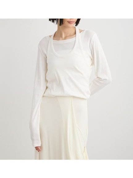 【ミースロエ/MIESROHE】のホルターネックツイストロンT インテリア・キッズ・メンズ・レディースファッション・服の通販 founy(ファウニー) 　ファッション　Fashion　レディースファッション　Fashion for Women　トップス・カットソー　Cut & Sew Tops　ロングTシャツ・Tシャツ　Longline T-Shirts & Tees　カットソー　Cut and Sewn Top　スマート　Smart, Elegant　トレンド　Trend, Trending Now　今季　This Season, Current Season　長袖　Long Sleeve, Full Sleeve　WHT[001]|ID: prp329100004967740 ipo3291000000037260787