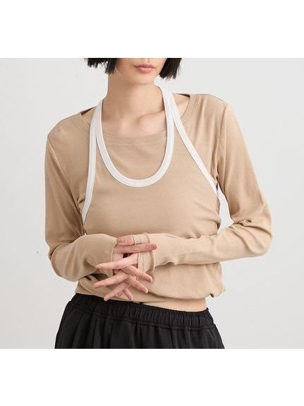 【ミースロエ/MIESROHE】のホルターネックツイストロンT インテリア・キッズ・メンズ・レディースファッション・服の通販 founy(ファウニー) 　ファッション　Fashion　レディースファッション　Fashion for Women　トップス・カットソー　Cut & Sew Tops　ロングTシャツ・Tシャツ　Longline T-Shirts & Tees　カットソー　Cut and Sewn Top　スマート　Smart, Elegant　トレンド　Trend, Trending Now　今季　This Season, Current Season　長袖　Long Sleeve, Full Sleeve　BEG[037]|ID: prp329100004967740 ipo3291000000037260791