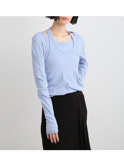 【ミースロエ/MIESROHE】のホルターネックツイストロンT インテリア・キッズ・メンズ・レディースファッション・服の通販 founy(ファウニー) 　ファッション　Fashion　レディースファッション　Fashion for Women　トップス・カットソー　Cut & Sew Tops　ロングTシャツ・Tシャツ　Longline T-Shirts & Tees　カットソー　Cut and Sewn Top　スマート　Smart, Elegant　トレンド　Trend, Trending Now　今季　This Season, Current Season　長袖　Long Sleeve, Full Sleeve　LBLU[081]|ID: prp329100004967740 ipo3291000000037260792