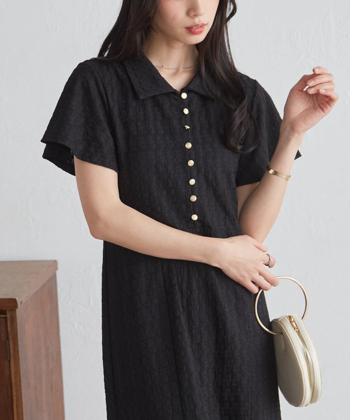 【ラナン/Ranan】のRanan/フレアスリーブマーメードポロワンピース インテリア・キッズ・メンズ・レディースファッション・服の通販 founy(ファウニー) https://founy.com/ ファッション Fashion レディースファッション Fashion for Women ワンピース Dresses カットソー Cut and Sewn Top ジャカード／ジャガード Jacquard, Woven Pattern ストレッチ Stretch, Stretchy Fabric スリーブ Sleeve, Long Sleeve / Short Sleeve トレンド Trend, Trending Now バランス Balance, Style Balance フレア Flare, Flared ポケット Pocket, Pocket Detail マーメイド Mermaid, Fishtail Silhouette エレガント 上品 Elegant 切替 Switching, Contrast Panel |ID: prp329100004971084 ipo3291000000037278897