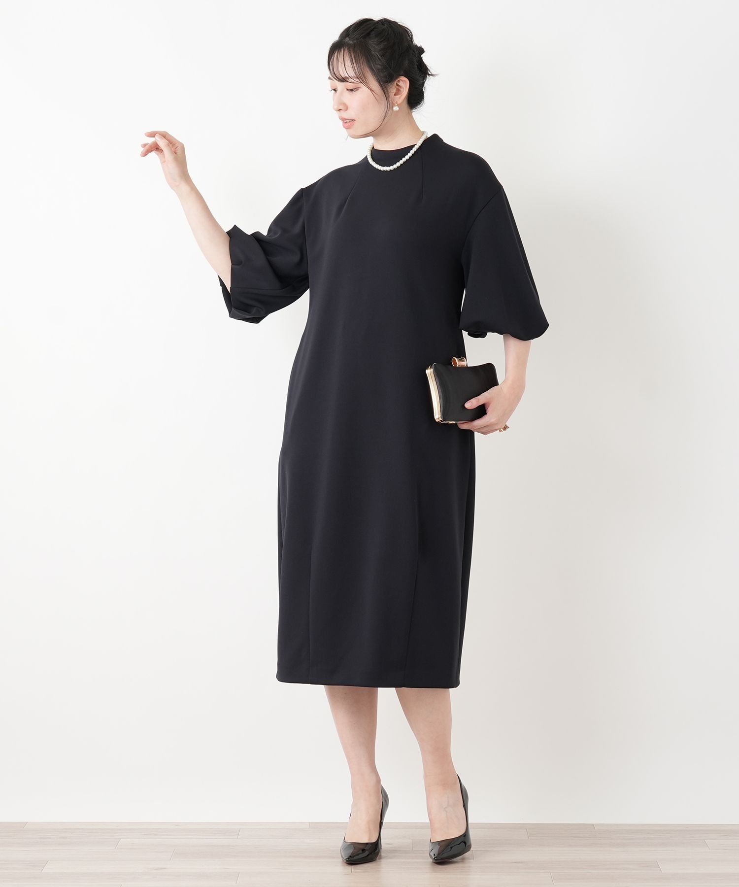 【レリアン/LEILIAN】の洗えるストレッチワンピース【2025AW_フォーマル】 インテリア・キッズ・メンズ・レディースファッション・服の通販 founy(ファウニー) 　ファッション　Fashion　レディースファッション　Fashion for Women　ワンピース　Dresses　2025年　2025　2025-2026秋冬・A/W　Autumn/Winter 2025–26 AW25–26　ウォッシャブル　Machine Washable　ストレッチ　Stretch, Stretchy Fabric　スリーブ　Sleeve, Long Sleeve / Short Sleeve　フォーマル　Formal, Dressy　ポケット　Pocket, Pocket Detail　エレガント 上品　Elegant　洗える　Machine Washable　秋　Autumn　軽量　Lightweight, Ultra Light　ブラック|ID: prp329100004971192 ipo3291000000037279669
