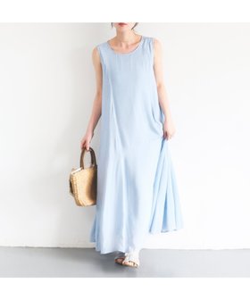 【ルクールブラン/le.coeur blanc】のデニムライクパネルワンピース 大人の最旬トレンドファッション＆コーディネート founy(ファウニー) ファッション Fashion レディースファッション Fashion for Women ワンピース Dresses シアー Sheer, See-Through デニム Denim, Jeans Material ノースリーブ Sleeveless, No-Sleeve フレア Flare, Flared エレガント 上品 Elegant 切替 Switching, Contrast Panel |ID:prp329100004971387