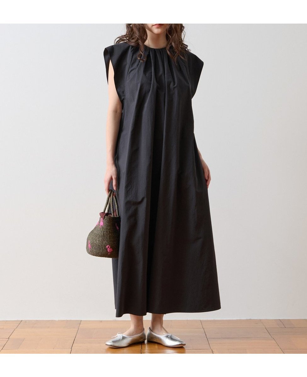 【ティアラ/Tiara】のネックギャザーワンピース インテリア・キッズ・メンズ・レディースファッション・服の通販 founy(ファウニー) 　ファッション　Fashion　レディースファッション　Fashion for Women　ワンピース　Dresses　カーディガン　Cardigan, Knitwear　ギャザー　Gathered, Ruffled　シンプル　Simple, Minimal　ジャケット　Jacket, Outerwear　スリーブ　Sleeve, Long Sleeve / Short Sleeve　フレンチ　French, French Style　ブラック|ID: prp329100004971508 ipo3291000000037281476