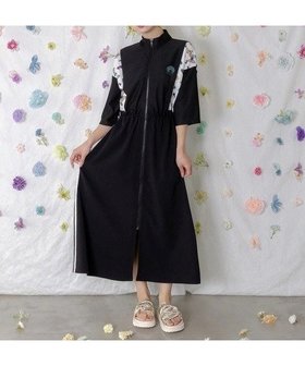 【ゴースローキャラバン/go slow caravan】のScoLar/スカラー ジャージ×ワッシャー加工OP (WOMENS) 大人の最旬トレンドファッション＆コーディネート founy(ファウニー) ファッション Fashion レディースファッション Fashion for Women ドッキング Docking, Mixed Material ドローストリング Drawstring, Pull Cord プリント Print, Printed Pattern ワッシャー Washer, Crinkled Finish 切替 Switching, Contrast Panel |ID:prp329100004971550