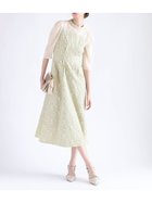 【ヴァン/Vin】のふくれジャガードバックリボンドレス 大人の最旬トレンドファッション＆コーディネート founy(ファウニー) ファッション Fashion レディースファッション Fashion for Women ワンピース Dresses フォーマル・パーティードレス・結婚式用ドレス Elegant & Casual Dresses シアー Sheer, See-Through デコルテ Décolleté, Neckline ドレス Dress, One-Piece フレア Flare, Flared リボン Ribbon, Bow エレガント 上品 Elegant thumbnail ライム|ID: prp329100004971615 ipo3291000000037281939