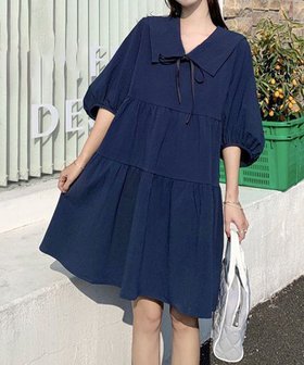 【ミニミニストア/miniministore】のセーラー襟ティアードチュニックワンピース 大人の最旬トレンドファッション＆コーディネート founy(ファウニー) ファッション Fashion レディースファッション Fashion for Women ワンピース Dresses チュニック Tunic Tops & Dresses スリーブ Sleeve, Long Sleeve / Short Sleeve トレンド Trend, Trending Now ドレス Dress, One-Piece バランス Balance, Style Balance ビッグ Big, Oversized フェミニン Feminine, Girly 無地 Plain, Solid Color リボン Ribbon, Bow 夏 Summer |ID:prp329100004971808