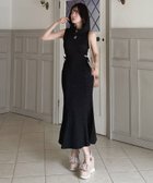 【ロイヤルパーティー/ROYAL PARTY】のラメ裏毛ラインストーンロゴカットアウトフーディーワンピース 大人の最旬トレンドファッション＆コーディネート founy(ファウニー) ファッション Fashion レディースファッション Fashion for Women ワンピース Dresses プリント Print, Printed Pattern マーメイド Mermaid, Fishtail Silhouette エレガント 上品 Elegant thumbnail ブラック|ID: prp329100004971986 ipo3291000000037283421
