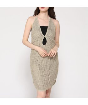 【ゲス/GUESS】のGUESS/LYNSIE Halter Stitch Dress 大人の最旬トレンドファッション＆コーディネート founy(ファウニー) ファッション Fashion レディースファッション Fashion for Women ワンピース Dresses フォーマル・パーティードレス・結婚式用ドレス Elegant & Casual Dresses ドレス Dress, One-Piece ミックス Mix, Mixed Style メッシュ Mesh, Net Fabric リゾート Resort, Vacation Style |ID:prp329100004972065