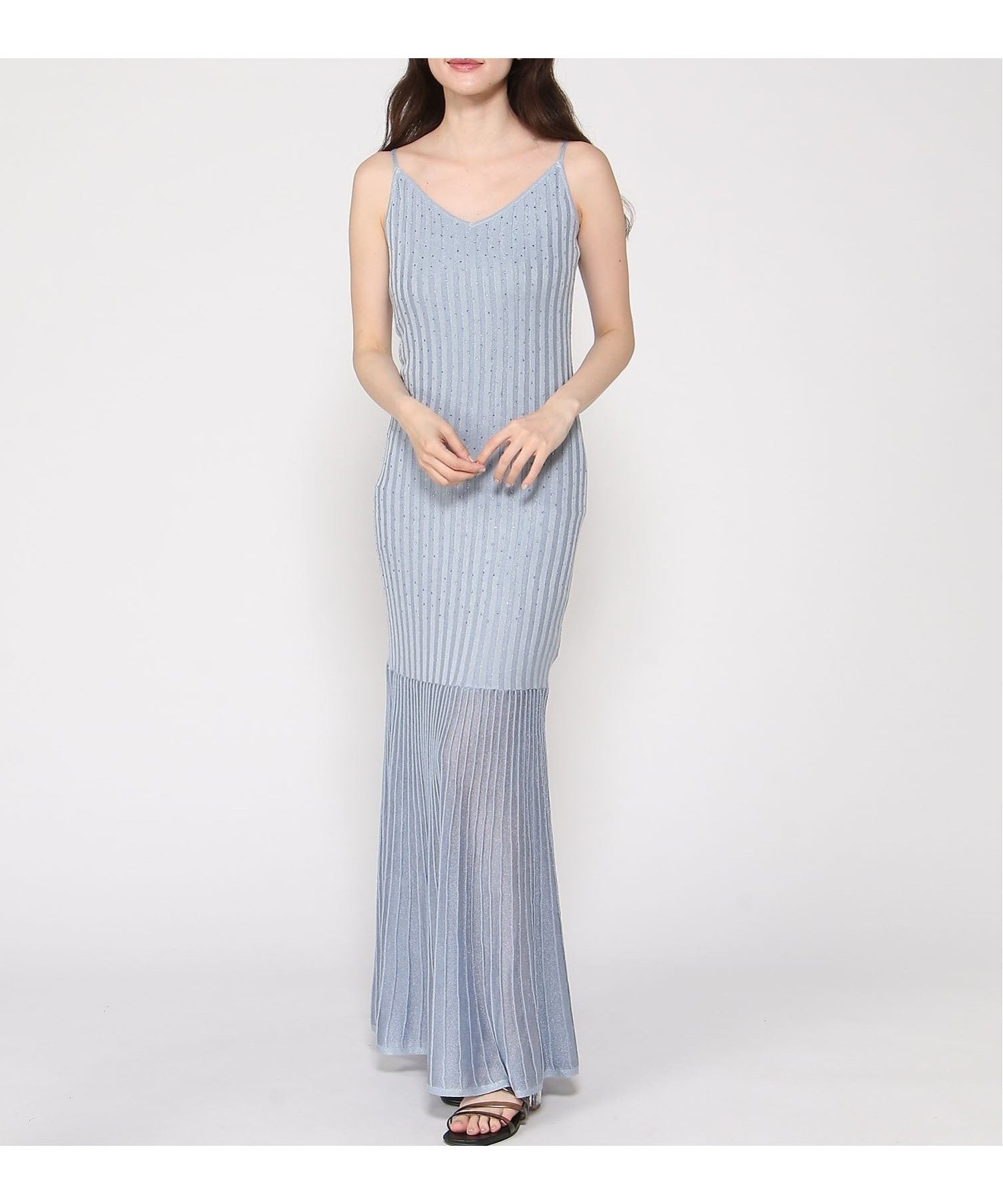 【ゲス/GUESS】のGUESS/MEENA Ribbed Sheer Skirt ワンピース ドレス インテリア・キッズ・メンズ・レディースファッション・服の通販 founy(ファウニー) 　ファッション　Fashion　レディースファッション　Fashion for Women　ワンピース　Dresses　フォーマル・パーティードレス・結婚式用ドレス　Elegant & Casual Dresses　トレンド　Trend, Trending Now　ドレス　Dress, One-Piece　フィット　Fit, Slim Fit　リゾート　Resort, Vacation Style　ライトブルー|ID: prp329100004972070 ipo3291000000037283826