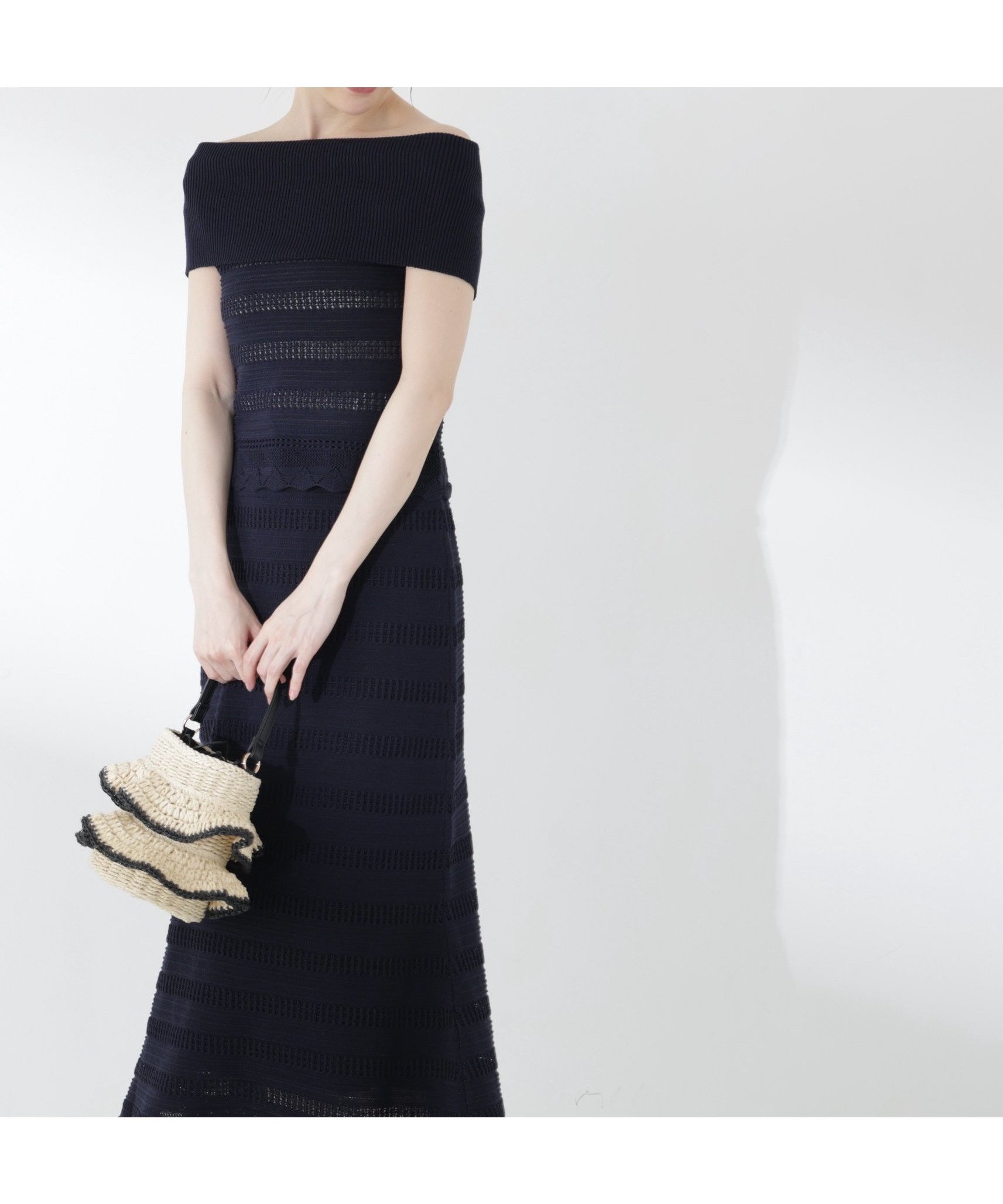 【プロポーション ボディドレッシング/PROPORTION BODY DRESSING】の透かし編みオフショルセットアップ インテリア・キッズ・メンズ・レディースファッション・服の通販 founy(ファウニー) 　ファッション　Fashion　レディースファッション　Fashion for Women　セットアップ　Matching Sets　おすすめ　Recommended / Our Picks　セットアップ　Set-Up, Coordinated Outfit　バランス　Balance, Style Balance　マーメイド　Mermaid, Fishtail Silhouette　リラックス　Relax, Relaxed Fit　夏　Summer　透かし　Cut-Out, Lacework　ネイビー|ID: prp329100004972148 ipo3291000000037284141