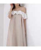 【プロポーション ボディドレッシング/PROPORTION BODY DRESSING】のEDIT COLOGNE バルーンオフショルキャミワンピース 大人の最旬トレンドファッション＆コーディネート founy(ファウニー) ファッション Fashion レディースファッション Fashion for Women ワンピース Dresses キャミソールワンピース Camisole Dresses キャミワンピース Cami Dress, Slip Dress タフタ Taffeta, Structured Fabric バルーン Balloon, Balloon Silhouette フリル Frill, Ruffle リラックス Relax, Relaxed Fit 夏 Summer thumbnail ベージュ×ホワイト|ID: prp329100004972161 ipo3291000000037284204