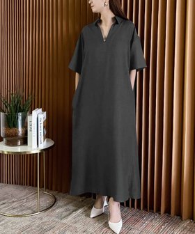 【リバーフィールド アンド コー/RIVER FIELD & Co】の【2026SS】リネンライクスキッパーAライン半袖ロングシャツワンピース 大人の最旬トレンドファッション＆コーディネート founy(ファウニー) ファッション Fashion レディースファッション Fashion for Women ワンピース Dresses シャツワンピース / 1枚で着映えコーデ Shirt Dresses 春 Spring 秋 Autumn シンプル Simple, Minimal プリーツ Pleats, Pleated 半袖 Short Sleeve, Half Sleeve リネン Linen, Linen Fabric ロング Long, Long-Length 再入荷 Restock / Back in Stock エレガント 上品 Elegant 2026年 2026 2026春夏・S/S Spring/Summer 2026 SS26 |ID:prp329100004972222