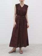 【ラシュッド/LASUD】のレーヨン混ウェーブタックワンピース ダークブラウン|ID: prp329100004972342 ipo3291000000037285100
