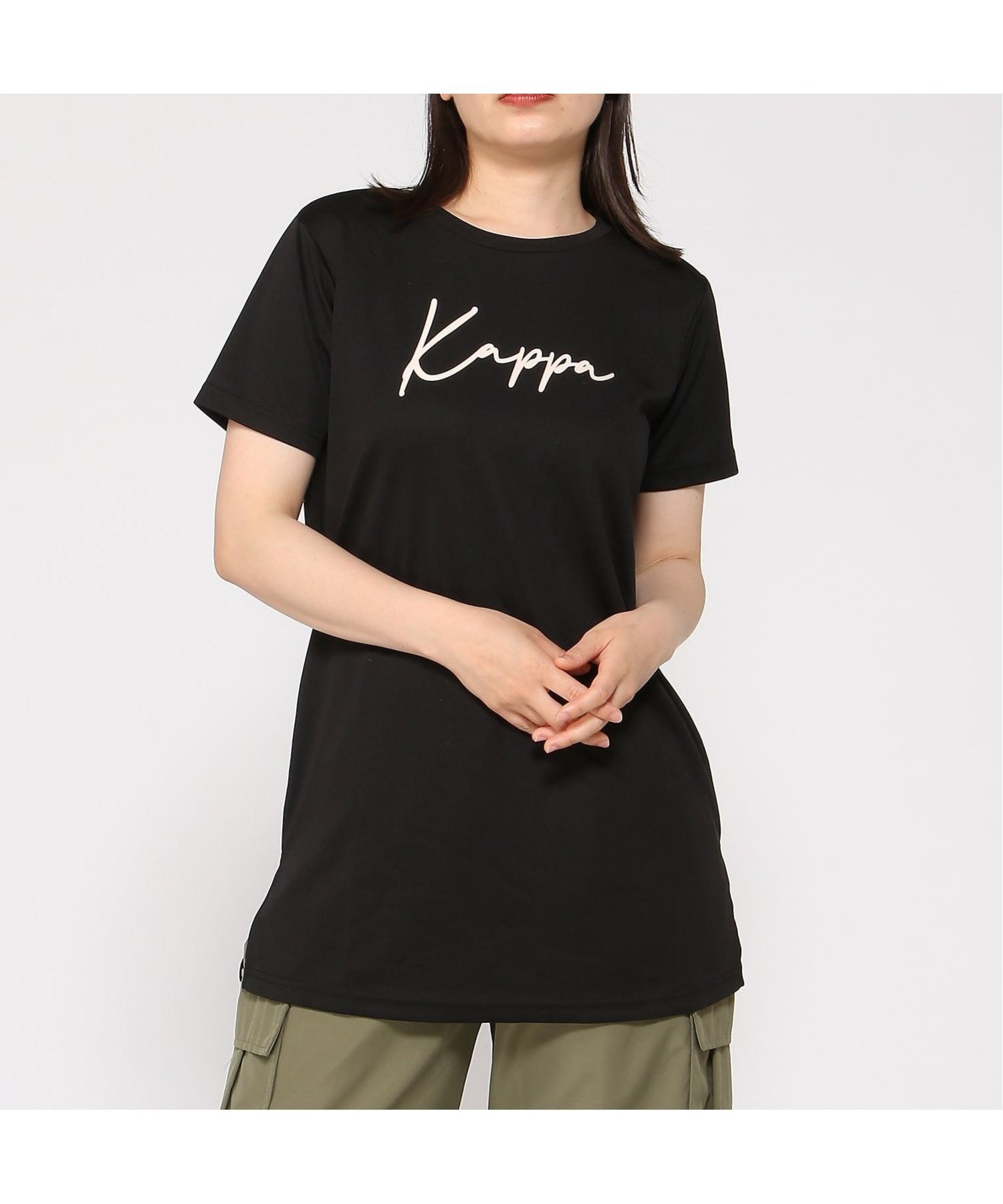 【ニッキー/nikki】のKappa/グラフィック半袖チュニック インテリア・キッズ・メンズ・レディースファッション・服の通販 founy(ファウニー) 　ファッション　Fashion　レディースファッション　Fashion for Women　トップス・カットソー　Cut & Sew Tops　グラフィック　Graphic, Graphic Design　ショート　Short, Short Length　スタイリッシュ　Stylish, Fashionable　スリーブ　Sleeve, Long Sleeve / Short Sleeve　チュニック　Tunic, Long Top　フロント　Front, Front Design　プリント　Print, Printed Pattern　半袖　Short Sleeve, Half Sleeve　BK|ID: prp329100004972503 ipo3291000000037285842