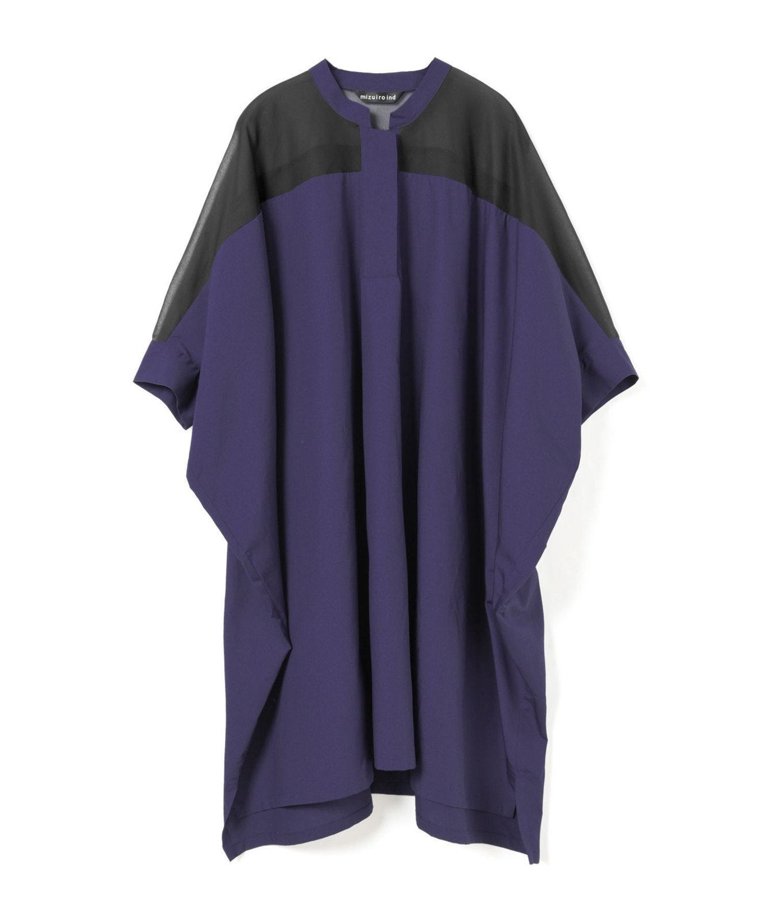 【マーコート/MARcourt】のmizuiro ind シアーショルダーワンピース インテリア・キッズ・メンズ・レディースファッション・服の通販 founy(ファウニー) 　ファッション　Fashion　レディースファッション　Fashion for Women　ワンピース　Dresses　おすすめ　Recommended / Our Picks　シアー　Sheer, See-Through　スタンド　Stand Collar, Upright Stand　パープル　Purple, Violet　ベーシック　Basic, Essential　ボトム　Bottoms, Lower Wear　ポケット　Pocket, Pocket Detail　ミックス　Mix, Mixed Style　ヨーク　Yoke, Yoke Design　エレガント 上品　Elegant　今季　This Season, Current Season　再入荷　Restock / Back in Stock　夏　Summer　定番　Standard, Basic Item　無地　Plain, Solid Color　パープル|ID: prp329100004972614 ipo3291000000037286292