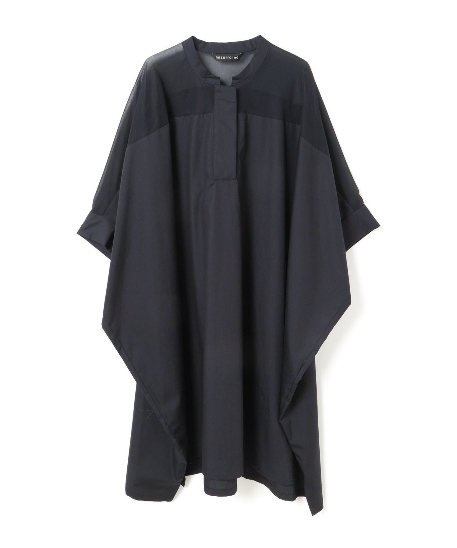 【マーコート/MARcourt】のmizuiro ind シアーショルダーワンピース インテリア・キッズ・メンズ・レディースファッション・服の通販 founy(ファウニー) 　ファッション　Fashion　レディースファッション　Fashion for Women　ワンピース　Dresses　おすすめ　Recommended / Our Picks　シアー　Sheer, See-Through　スタンド　Stand Collar, Upright Stand　パープル　Purple, Violet　ベーシック　Basic, Essential　ボトム　Bottoms, Lower Wear　ポケット　Pocket, Pocket Detail　ミックス　Mix, Mixed Style　ヨーク　Yoke, Yoke Design　エレガント 上品　Elegant　今季　This Season, Current Season　再入荷　Restock / Back in Stock　夏　Summer　定番　Standard, Basic Item　無地　Plain, Solid Color　ネイビー|ID: prp329100004972614 ipo3291000000037286295