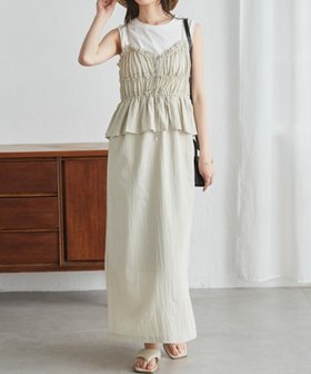 【ラナン/Ranan】のRanan/リボンギャザーペプラムナローワンピ 大人の最旬トレンドファッション＆コーディネート founy(ファウニー) ファッション Fashion レディースファッション Fashion for Women ワンピース Dresses インナー Innerwear 春 Spring キャミ Camisole, Cami Top キャミソール Camisole, Spaghetti Strap Top ギャザー Gathered, Ruffled ジャケット Jacket, Outerwear スリット Slit, Slit Detail タンク Tank Top, Sleeveless Top 長袖 Long Sleeve, Full Sleeve フェミニン Feminine, Girly フロント Front, Front Design ペプラム Peplum, Flared Hem ポケット Pocket, Pocket Detail リゾート Resort, Vacation Style リボン Ribbon, Bow ロング Long, Long-Length おすすめ Recommended / Our Picks 夏 Summer |ID:prp329100004972946