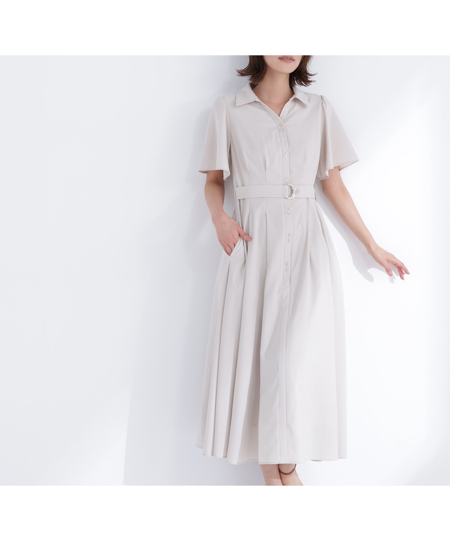 【ナチュラル ビューティー ベーシック/NATURAL BEAUTY BASIC】の初めまして がうまくいく好印象ワンピース インテリア・キッズ・メンズ・レディースファッション・服の通販 founy(ファウニー) 　ファッション　Fashion　レディースファッション　Fashion for Women　ワンピース　Dresses　スキッパー　Skipper, Open Collar　スリーブ　Sleeve, Long Sleeve / Short Sleeve　フィット　Fit, Slim Fit　フレア　Flare, Flared　フロント　Front, Front Design　ビジネス 仕事 通勤　Business / Work / Commuting　ベージュ|ID: prp329100004973026 ipo3291000000037288240