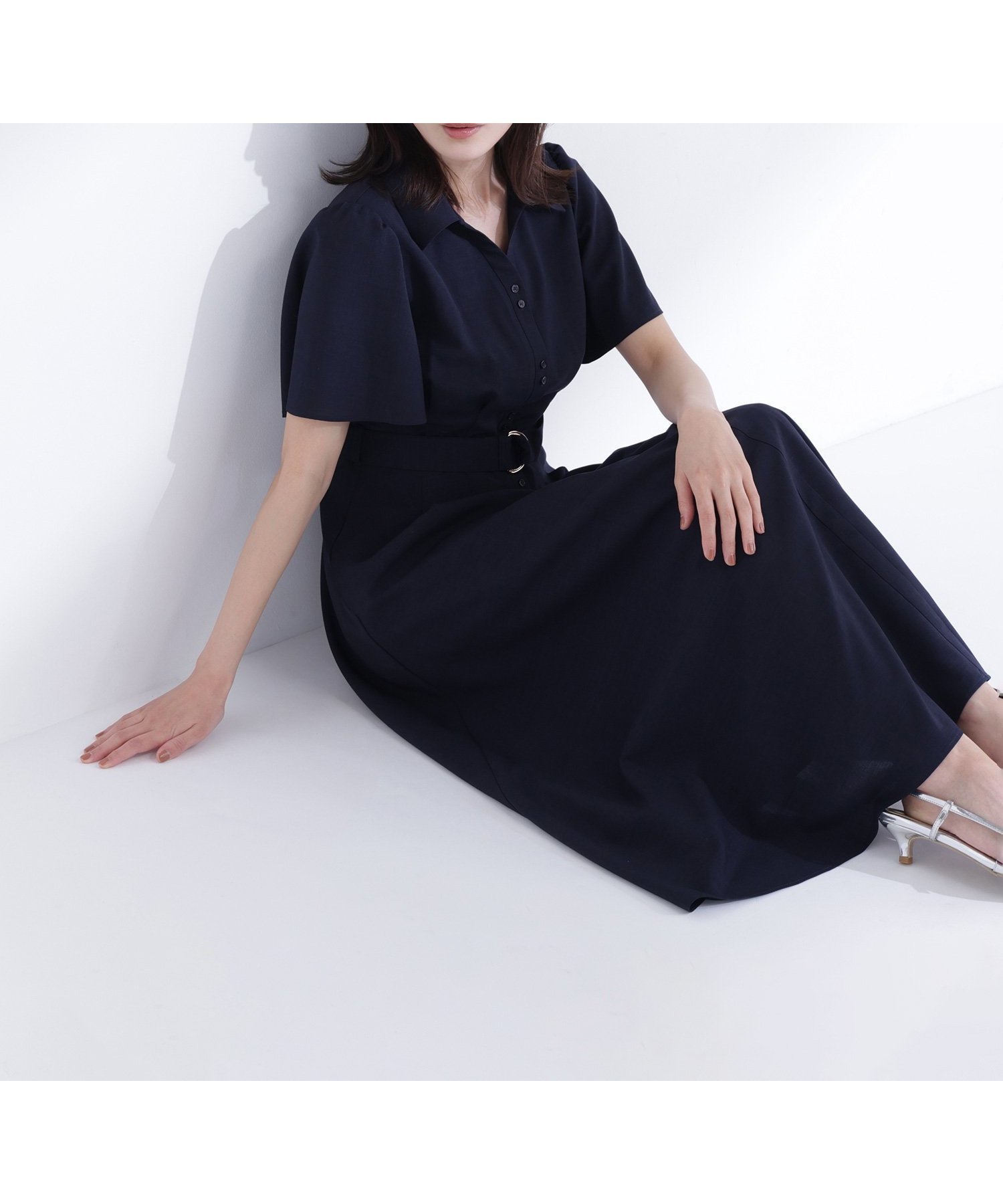 【ナチュラル ビューティー ベーシック/NATURAL BEAUTY BASIC】の初めまして がうまくいく好印象ワンピース インテリア・キッズ・メンズ・レディースファッション・服の通販 founy(ファウニー) 　ファッション　Fashion　レディースファッション　Fashion for Women　ワンピース　Dresses　スキッパー　Skipper, Open Collar　スリーブ　Sleeve, Long Sleeve / Short Sleeve　フィット　Fit, Slim Fit　フレア　Flare, Flared　フロント　Front, Front Design　ビジネス 仕事 通勤　Business / Work / Commuting　ネイビー|ID: prp329100004973026 ipo3291000000037288242