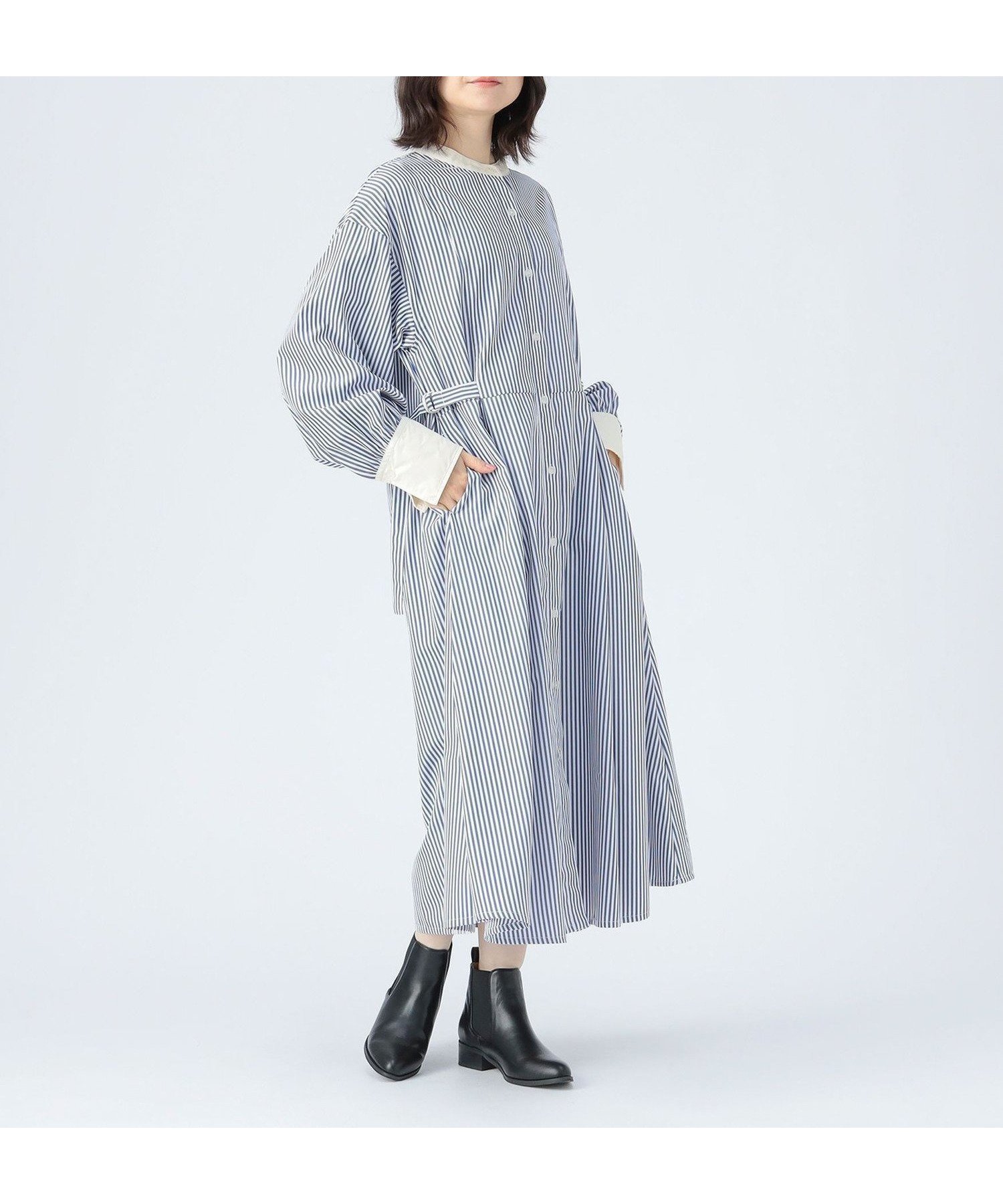 【ビームス ハート/BEAMS HEART】の【4/2新規値下げ】クレリック ベルト シャツワンピース 26SS ウォッシャブル 着回し インテリア・キッズ・メンズ・レディースファッション・服の通販 founy(ファウニー) 　ファッション　Fashion　レディースファッション　Fashion for Women　ワンピース　Dresses　シャツワンピース / 1枚で着映えコーデ　Shirt Dresses　ベルト&ウエストマーク　Belts & Waist Accessories　2026年　2026　2026春夏・S/S　Spring/Summer 2026 SS26　ウォッシャブル　Machine Washable　ストライプ　Stripe, Striped Pattern　ストレート　Straight, Straight Cut　プリーツ　Pleats, Pleated　ロング　Long, Long-Length　ワイド　Wide, Wide Fit　NAVY|ID: prp329100004973033 ipo3291000000037288273