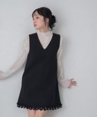 【ミッシュマッシュ/MISCH MASCH】の裾レースVネックミニジャンパースカート BLACK|ID: prp329100004973043 ipo3291000000037288315