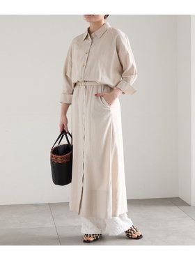 【テチチ/Te chichi】のレーヨンリネン共ベルトシャツワンピース 大人の最旬トレンドファッション＆コーディネート founy(ファウニー) ファッション Fashion レディースファッション Fashion for Women ワンピース Dresses シャツワンピース / 1枚で着映えコーデ Shirt Dresses ベルト&ウエストマーク Belts & Waist Accessories ドレープ Drape, Draping Fabric フロント Front, Front Design リネン Linen, Linen Fabric エレガント 上品 Elegant ビジネス 仕事 通勤 Business / Work / Commuting |ID:prp329100004973047
