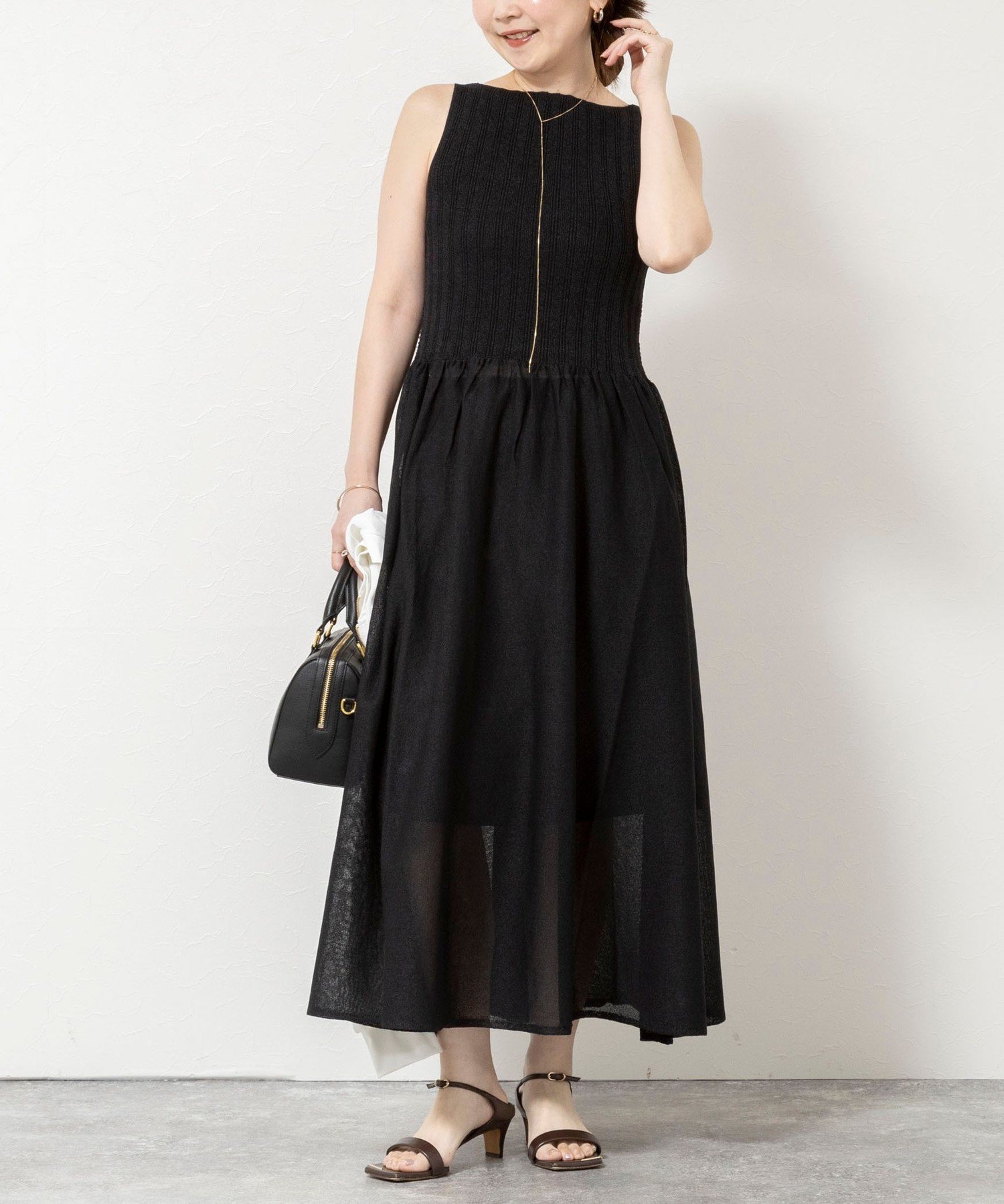 【ノーリーズ/NOLLEY'S】の【WALANCE/ワランス】paper rib knit dress インテリア・キッズ・メンズ・レディースファッション・服の通販 founy(ファウニー) 　ファッション　Fashion　レディースファッション　Fashion for Women　トップス・カットソー　Cut & Sew Tops　ニット　Knit Tops & Sweaters　ワンピース　Dresses　フォーマル・パーティードレス・結婚式用ドレス　Elegant & Casual Dresses　エレガント 上品　Elegant　ジュエリー　Jewelry, Accessories　スクエア　Square, Square Shape　おすすめ　Recommended / Our Picks　夏　Summer　2026年　2026　2026春夏・S/S　Spring/Summer 2026 SS26　ブラック|ID: prp329100004973100 ipo3291000000037288572