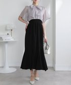 【パンプキンポート/pumpkin port】のリボンボウタイ シアーチェック フレア袖 ドッキングワンピース グレー|ID: prp329100004973106 ipo3291000000037288600
