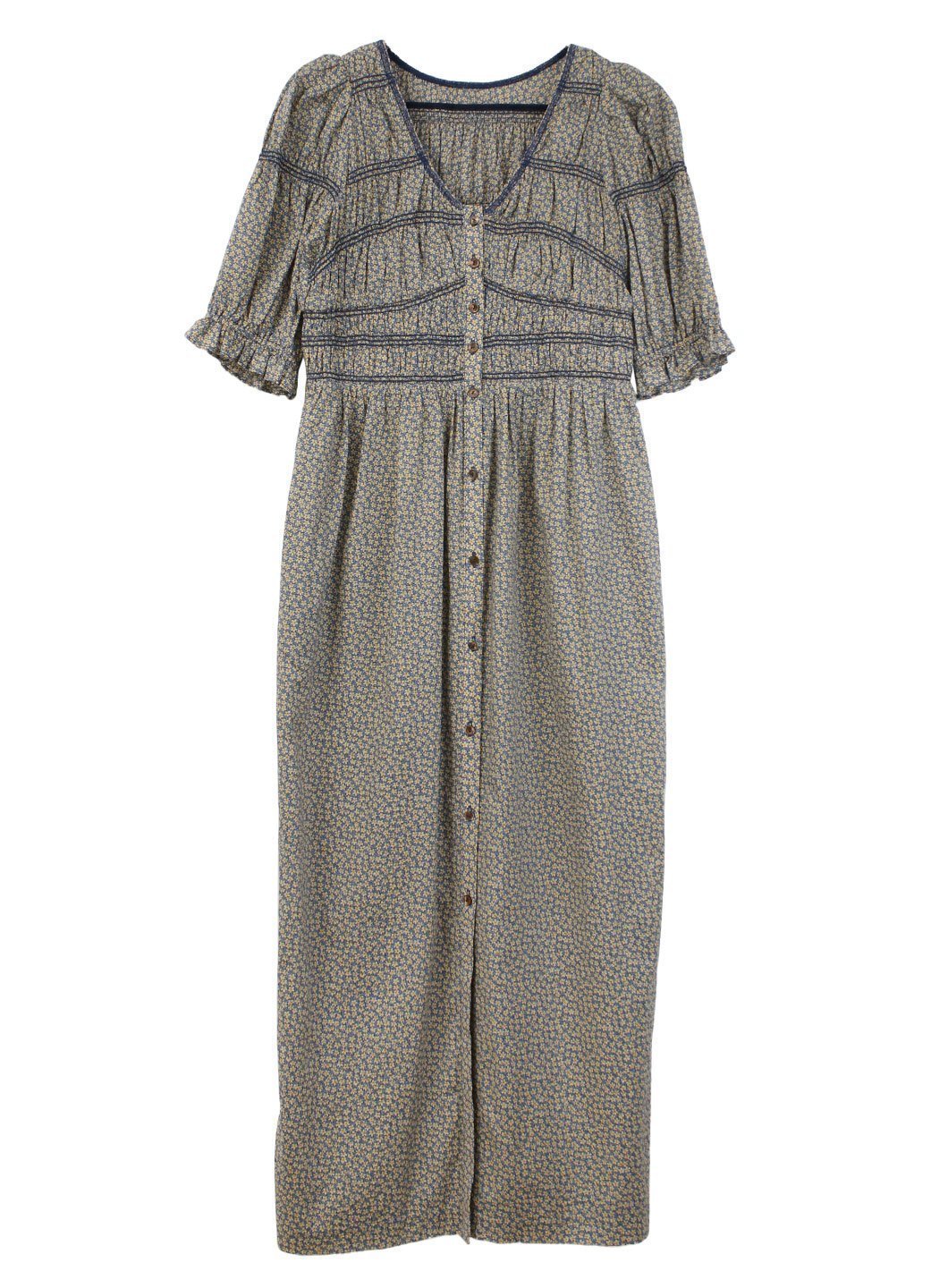 【コエル/COEL】のリバティ柄ステッチワンピース インテリア・キッズ・メンズ・レディースファッション・服の通販 founy(ファウニー) 　ファッション　Fashion　レディースファッション　Fashion for Women　ワンピース　Dresses　イエロー|ID: prp329100004973113 ipo3291000000037288623