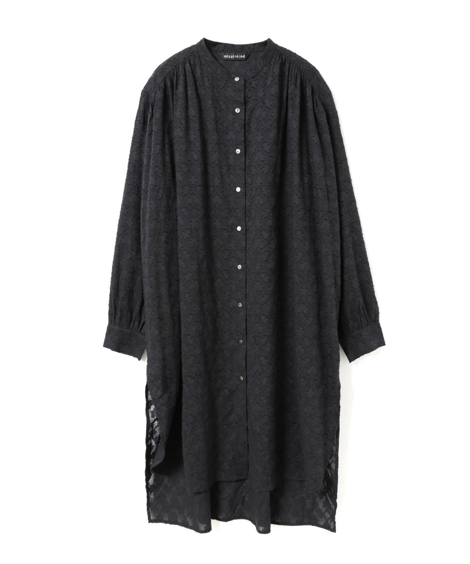 【マーコート/MARcourt】のmizuiro ind ジャカードギャザーショルダーワンピース インテリア・キッズ・メンズ・レディースファッション・服の通販 founy(ファウニー) 　ファッション　Fashion　レディースファッション　Fashion for Women　ワンピース　Dresses　インド　Indian Textile　ジャカード／ジャガード　Jacquard, Woven Pattern　ポケット　Pocket, Pocket Detail　ミックス　Mix, Mixed Style　長袖　Long Sleeve, Full Sleeve　ブラック|ID: prp329100004973119 ipo3291000000037288652